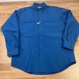 Duluth Men's Vented Fishing Shirt Long Sleeve Blue Size Medium Button Down